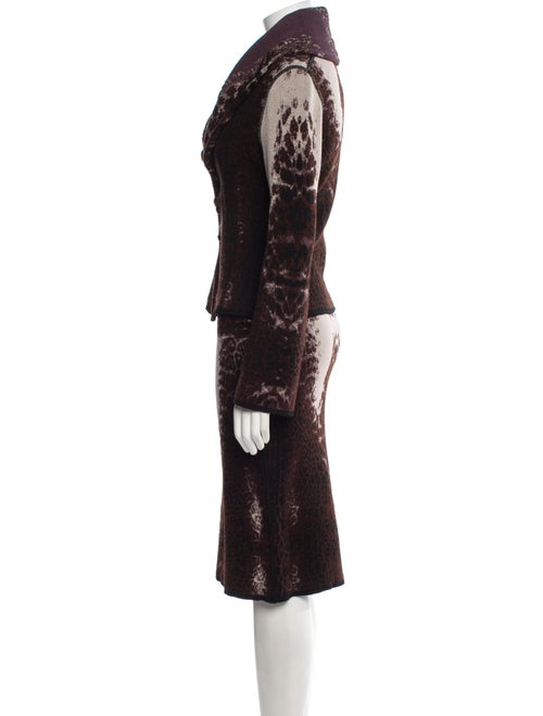 Class Roberto Cavalli Virgin Wool Printed Skirt Suit