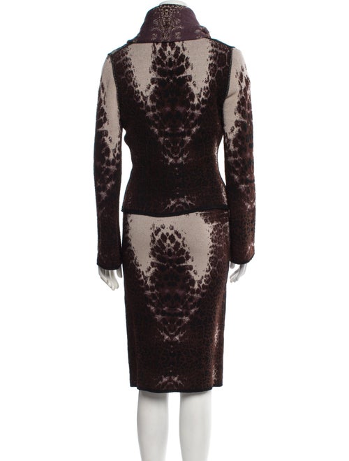 Class Roberto Cavalli Virgin Wool Printed Skirt Suit
