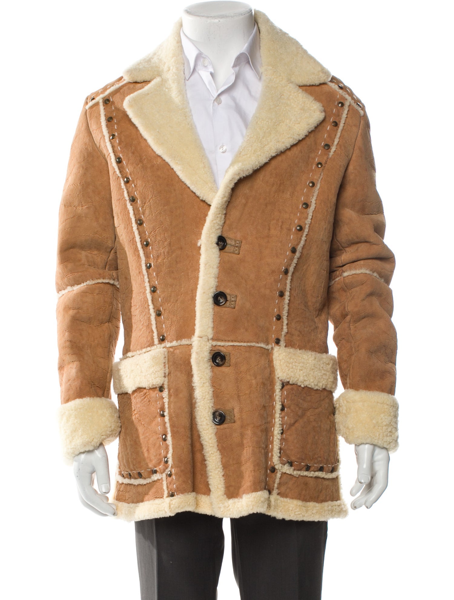 Class Roberto Cavalli Shearling Colorblock Pattern Jacket