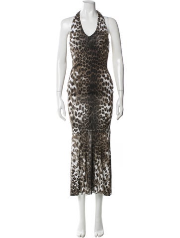 Pre-owned Class Roberto Cavalli Animal Print Long Dress In Multi