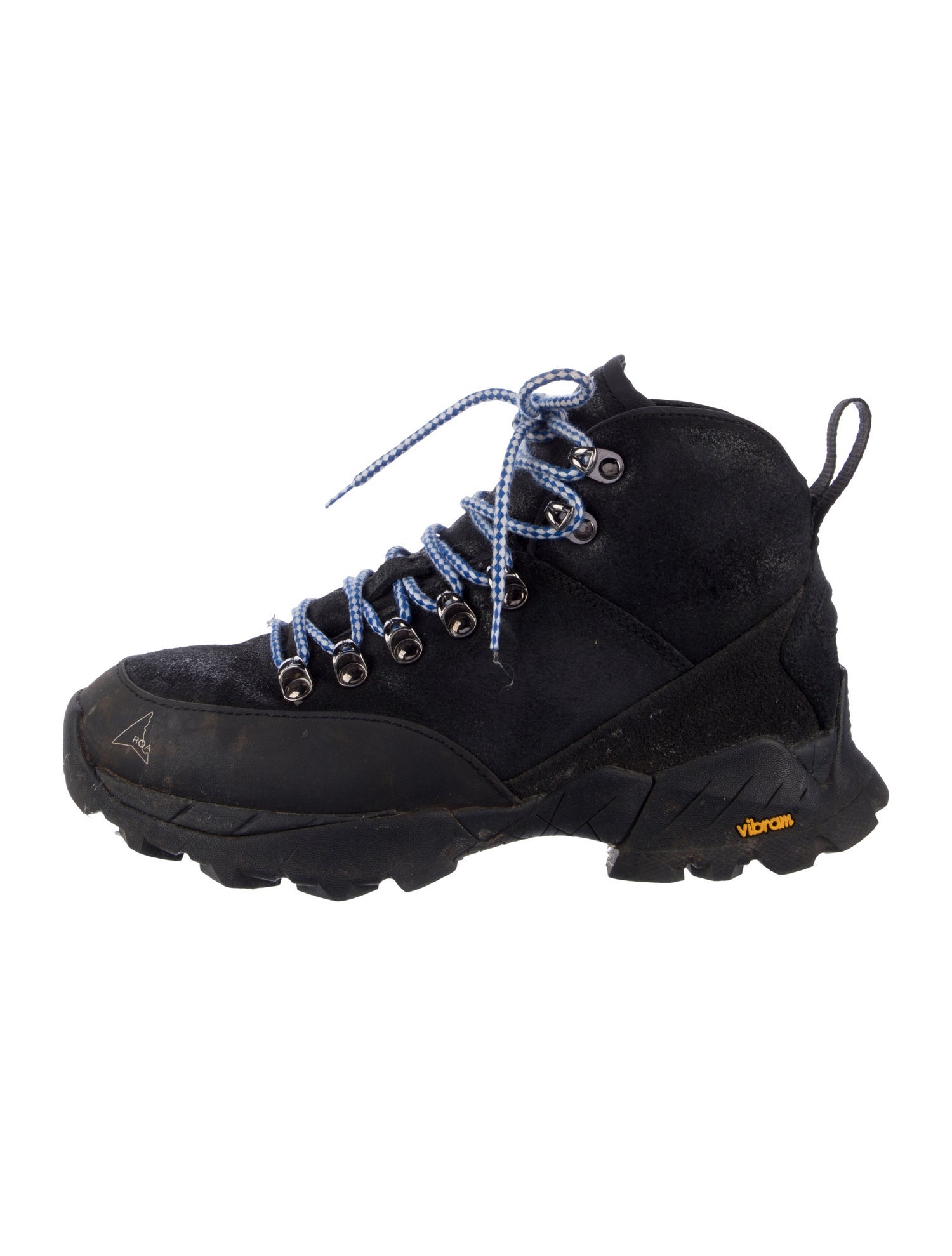 ROA Leather Embroidered Accent Hiking Boots