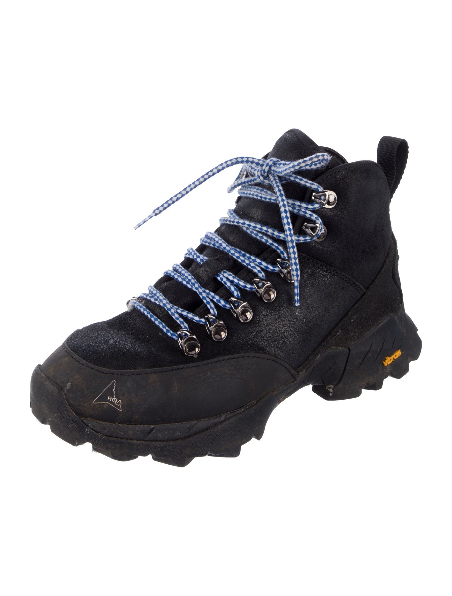 ROA Leather Embroidered Accent Hiking Boots