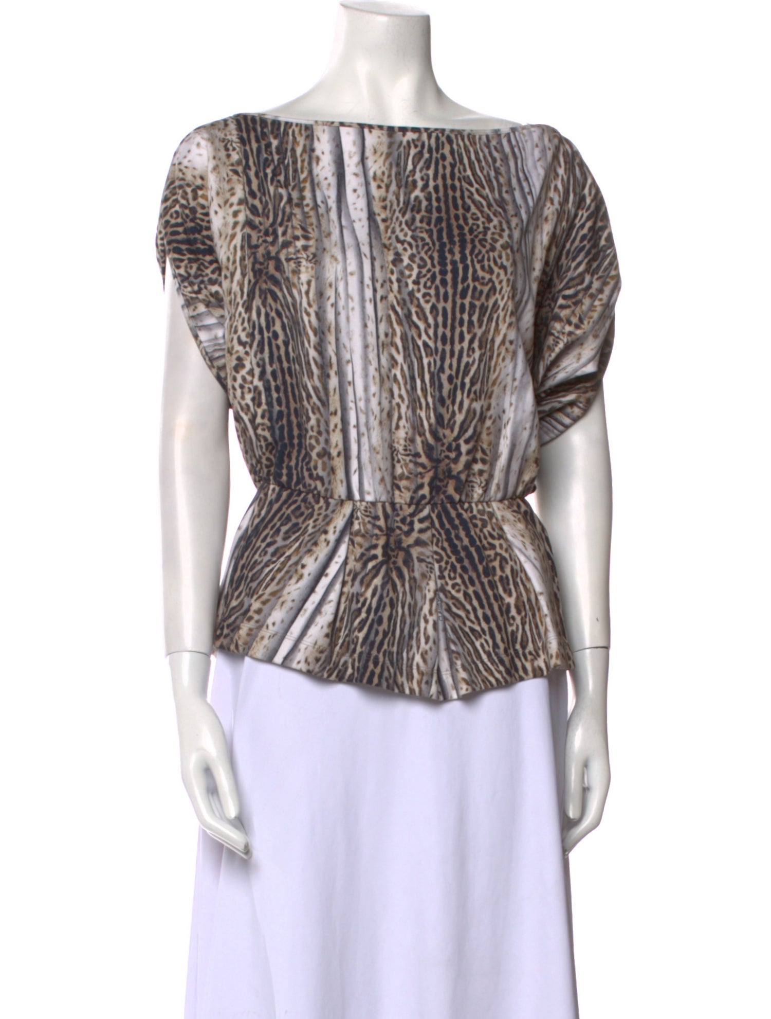 Roberto Cavalli Class Animal Print Bateau Neckline Top