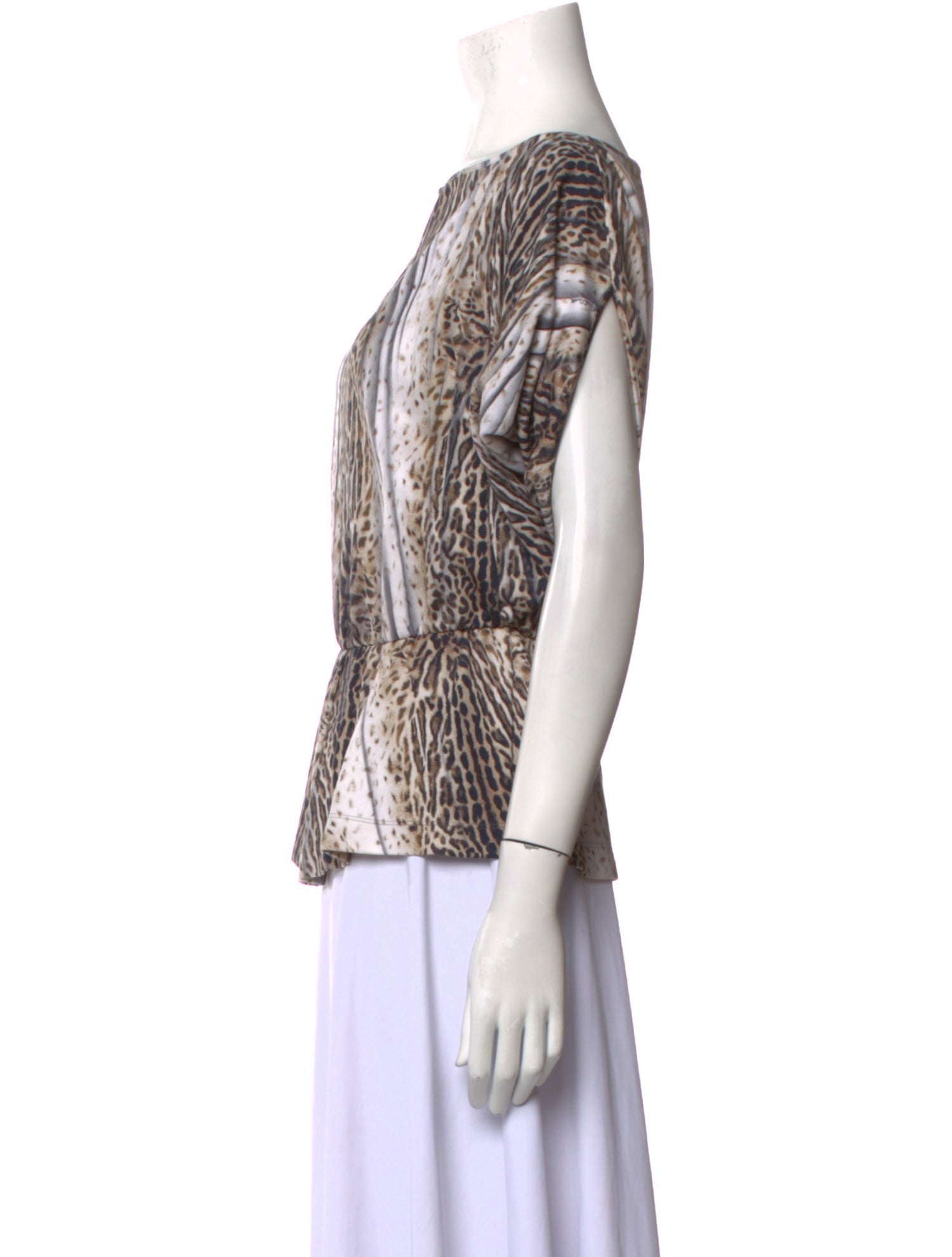 Roberto Cavalli Class Animal Print Bateau Neckline Top