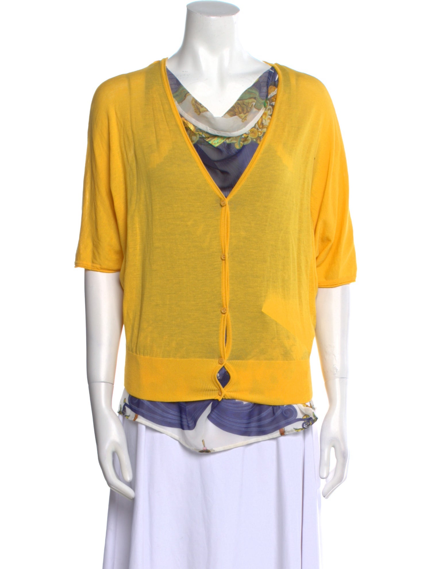 Roberto Cavalli Class Cowl Neck Three-Quarter Sleeve Top