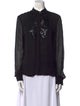 Roberto Cavalli Class Mock Neck Long Sleeve Button-Up Top