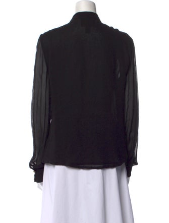 Roberto Cavalli Class Mock Neck Long Sleeve Button-Up Top