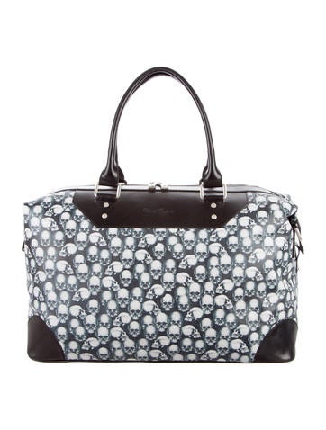 Robert Graham Rambler Skull-Print Leather-Trim Duffle Bag