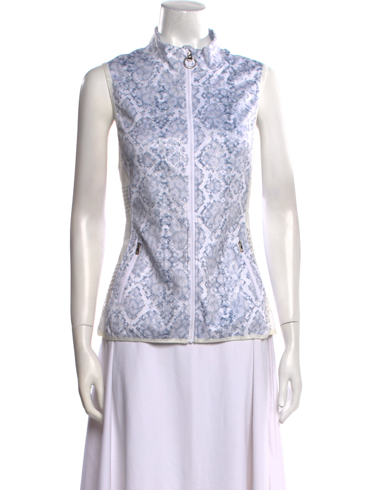 Roberto Cavalli Sport Paisley Print Mock Neck Button-Up Top w/ Tags