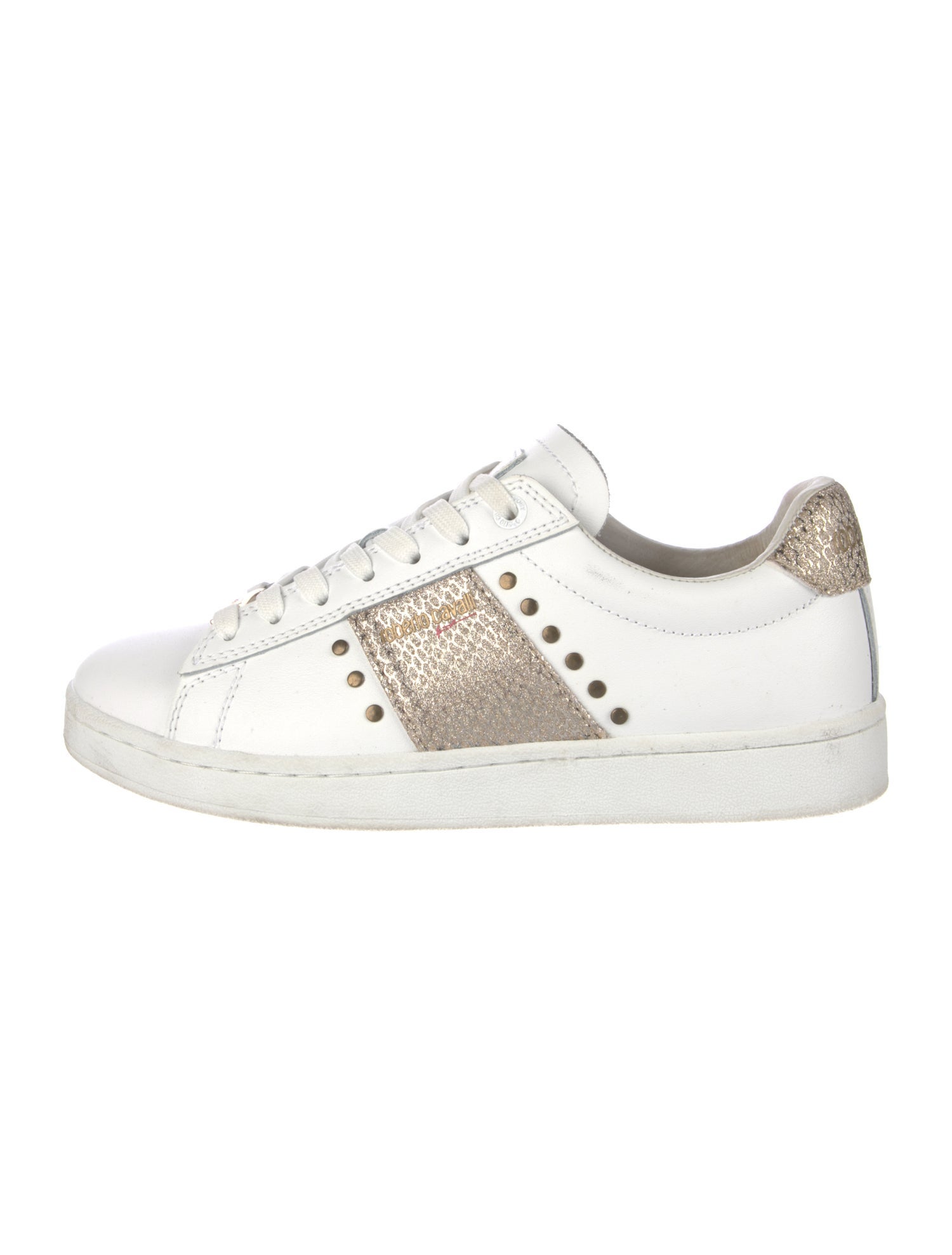 Roberto Cavalli Sport Leather Colorblock Pattern Sneakers