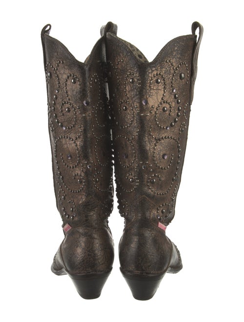 Roberto Cavalli Angels Leather Crystal Embellishments Western Boots