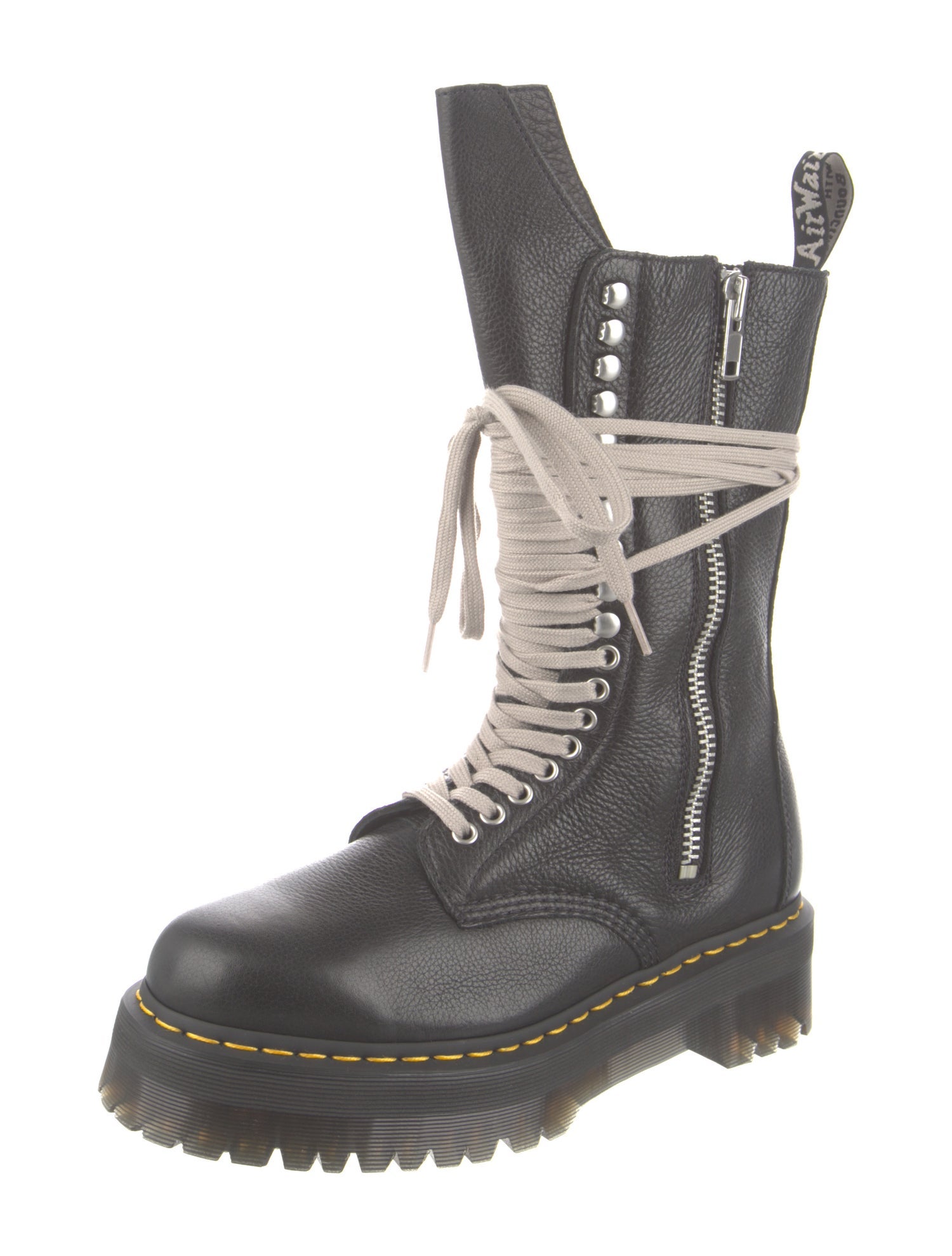 Rick Owens x Dr. Martens 1918 DMXL Calf Length Zip Leather Combat Boots