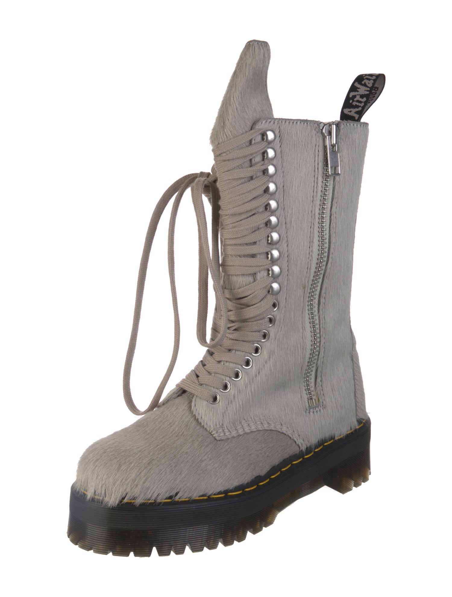 Rick Owens x Dr. Martens Ponyhair Colorblock Pattern Combat Boots