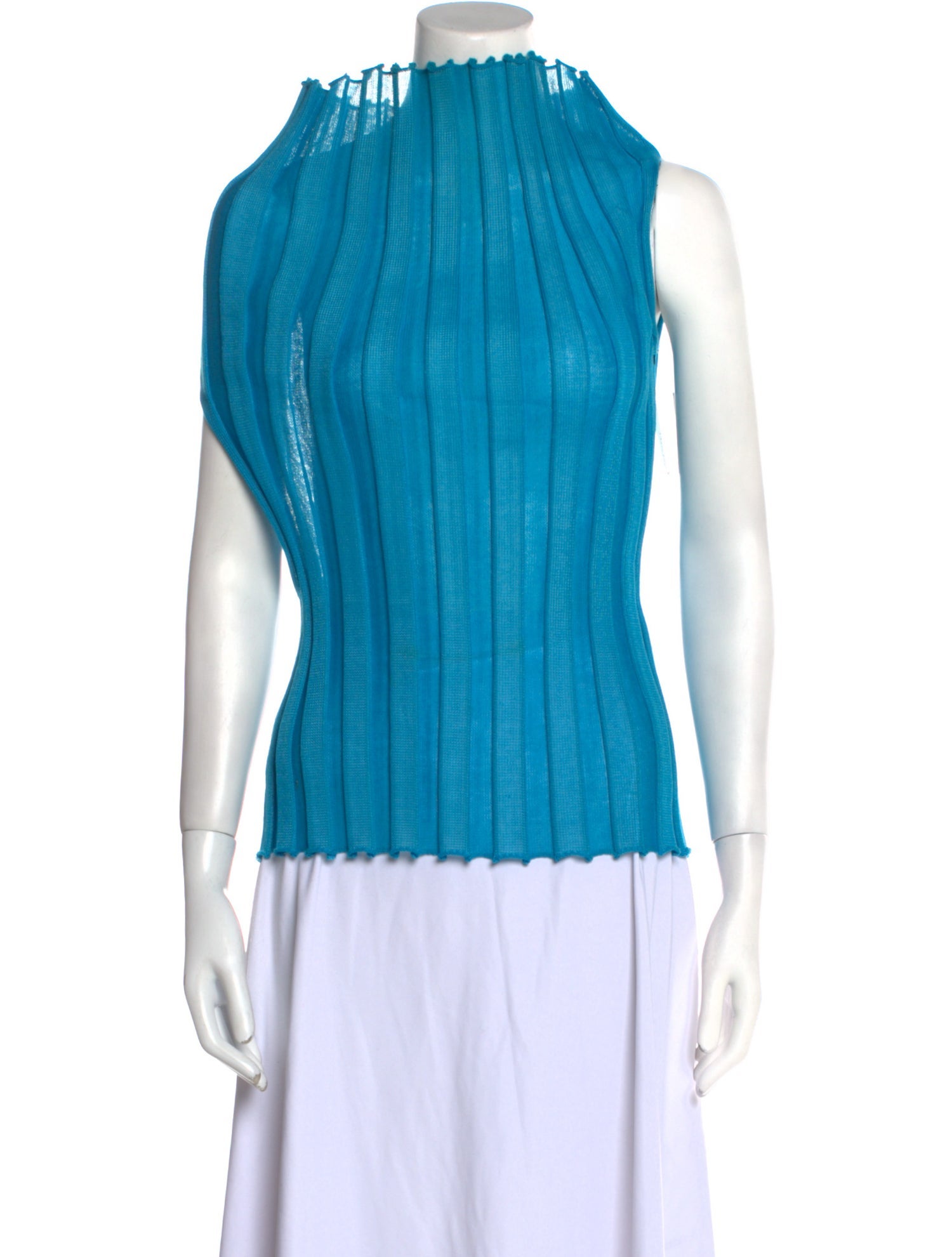 A. ROEGE HOVE Mock Neck Sleeveless Blouse