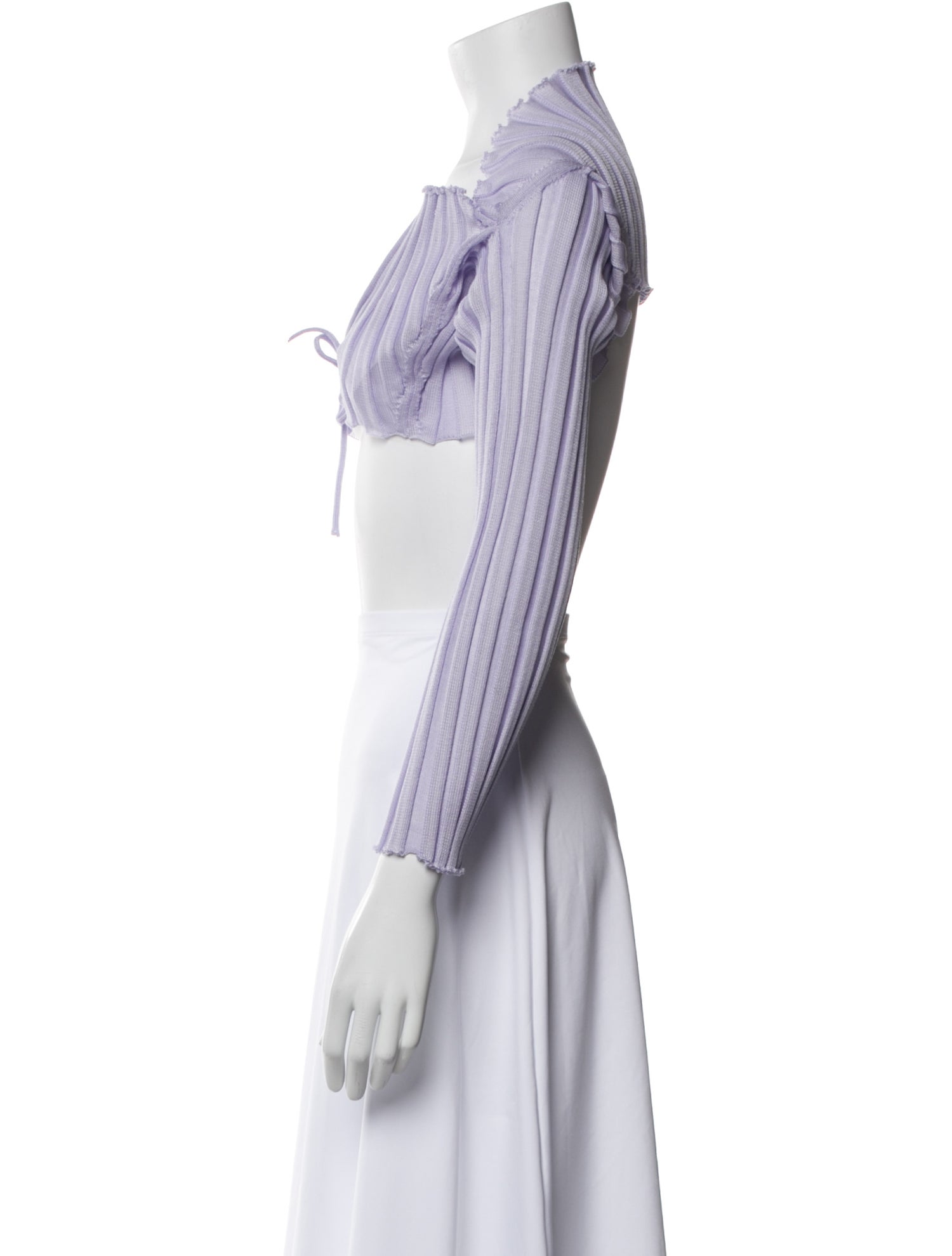 A. ROEGE HOVE Scoop Neck Three-Quarter Sleeve Crop Top
