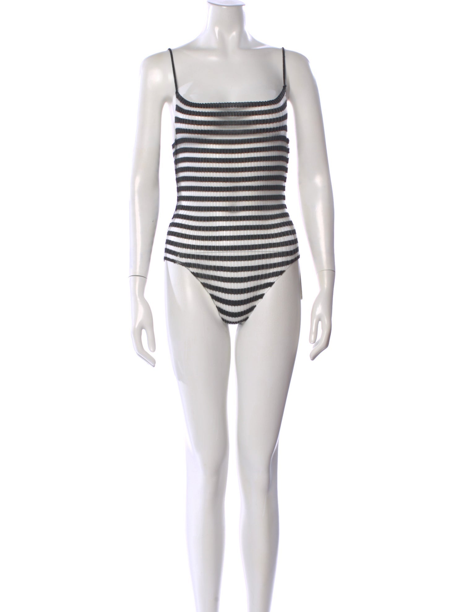 A. ROEGE HOVE Striped Square Neckline Bodysuit
