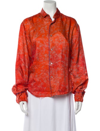 Rohka Silk Printed Button-Up Top