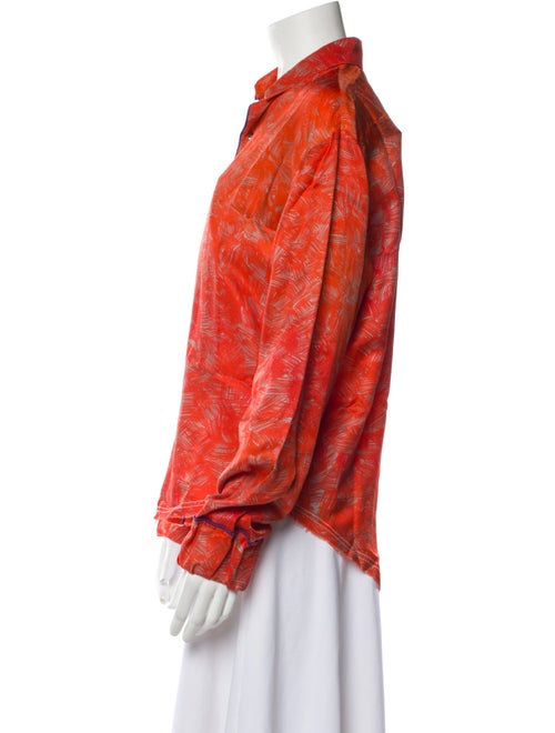 Rohka Silk Printed Button-Up Top