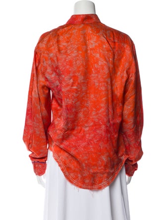 Rohka Silk Printed Button-Up Top