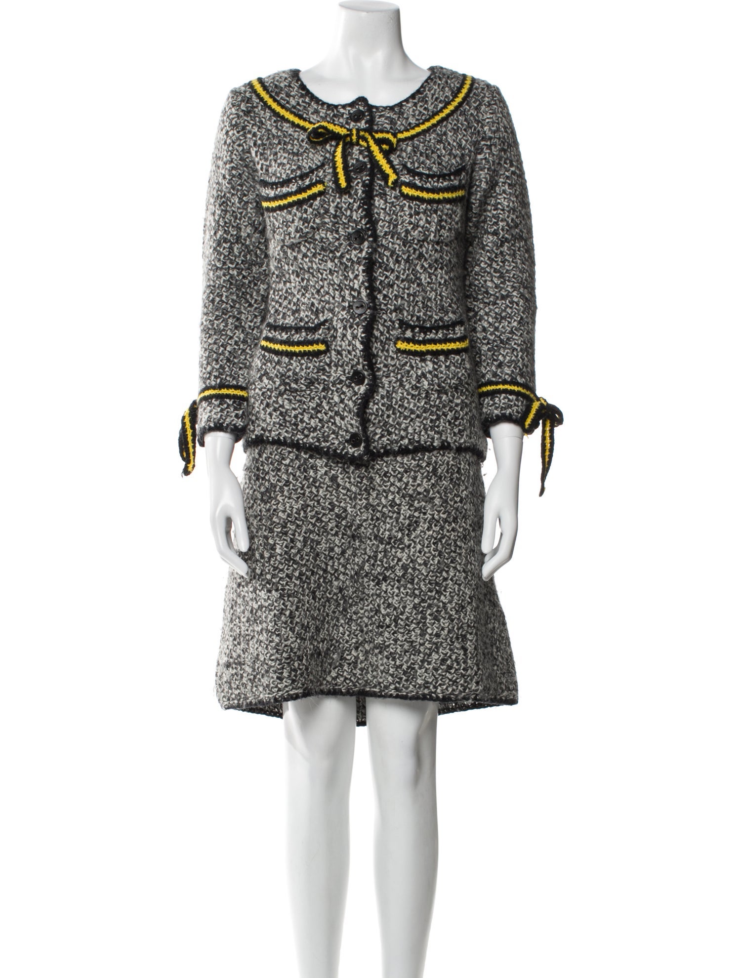 James Coviello X Anna Sui Tweed Pattern Bow Accents Skirt Set