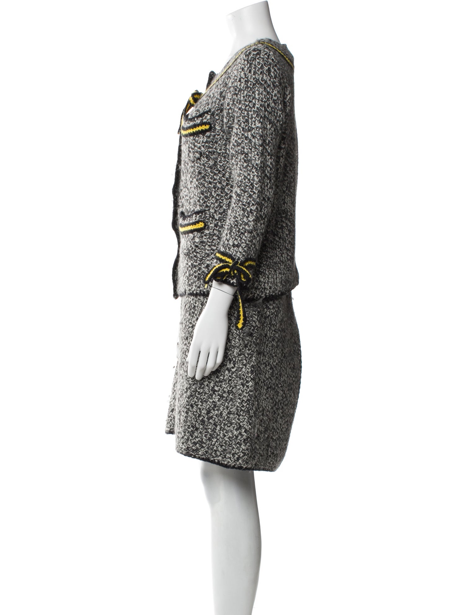 James Coviello X Anna Sui Tweed Pattern Bow Accents Skirt Set