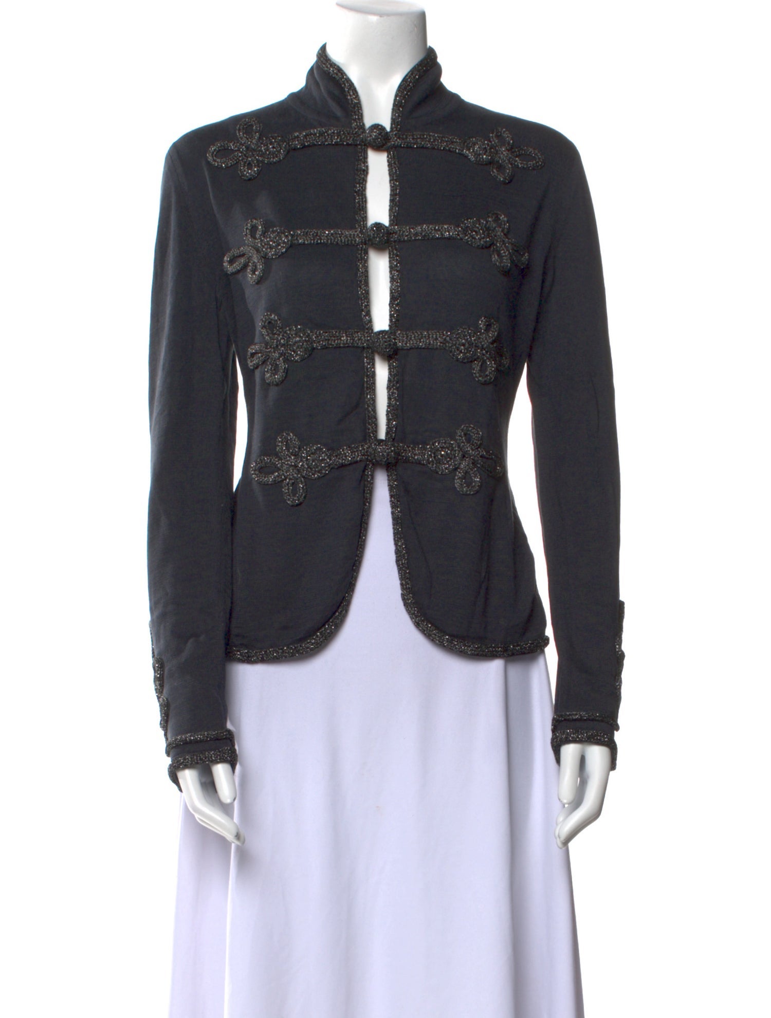 James Coviello X Anna Sui Mock Neck Long Sleeve Button-Up Top