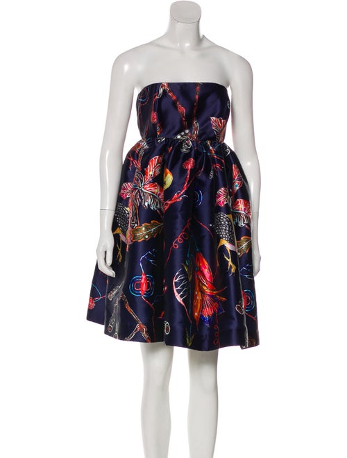 Romance Was Born Floral Print Strapless Dress Blue