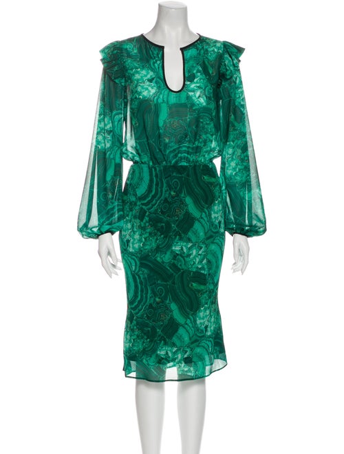 Romance Was Born Printed Knee-Length Dress Green