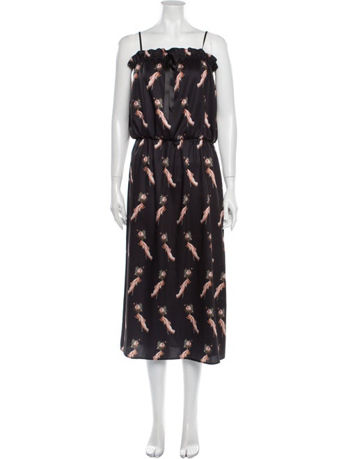 Romance Was Born Printed Midi Length Dress Black