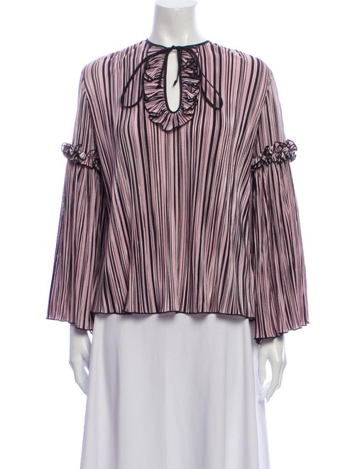 Romance Was Born Striped V-Neck Blouse Pink