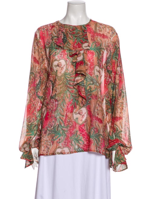 Romance Was Born Silk Printed Blouse Red