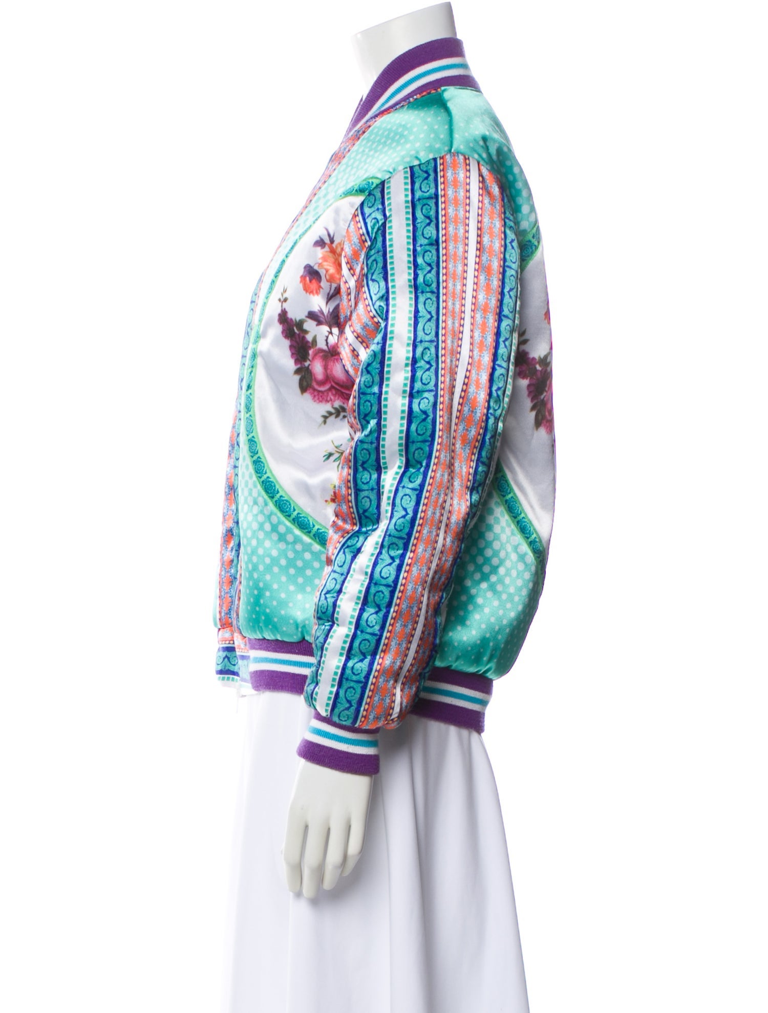 Romance Was Born Silk Printed Bomber Jacket