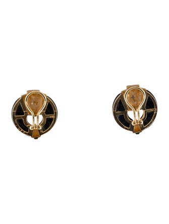 Robert Wander 14K Mother of Pearl & Onyx Polka Dot Earclips