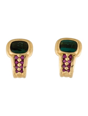Robert Wander 18K Tourmaline & Ruby Clip-On Earrings