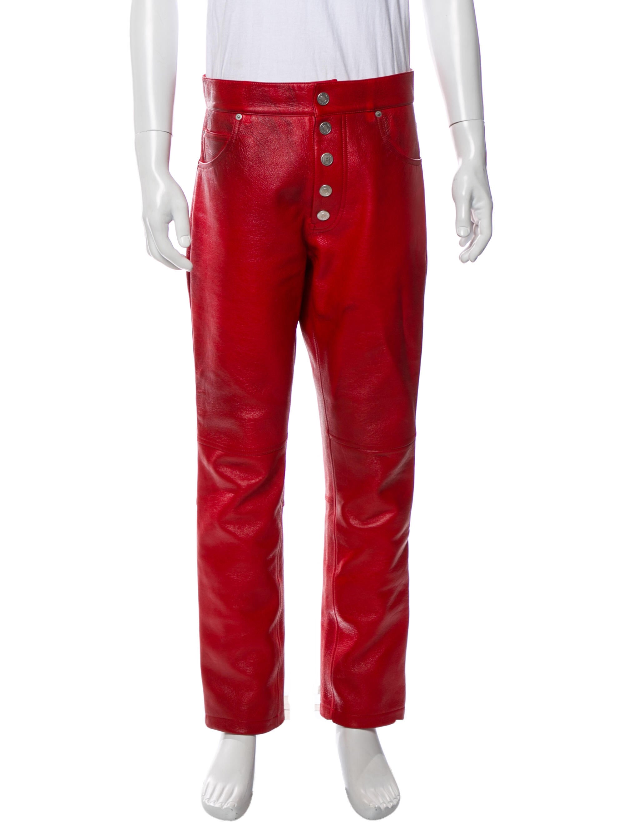 【関税込み】Martine Rose ラウンジパンツ Martine Rose Lamb Leather Pants - Red, 11.5