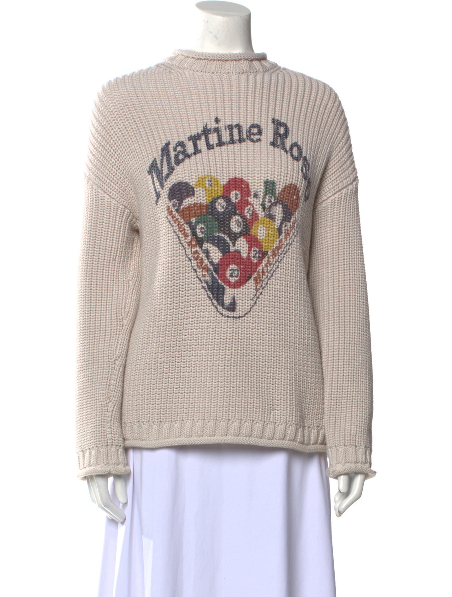Martine Rose Graphic Print Mock Neck Sweater - Neutrals Knitwear