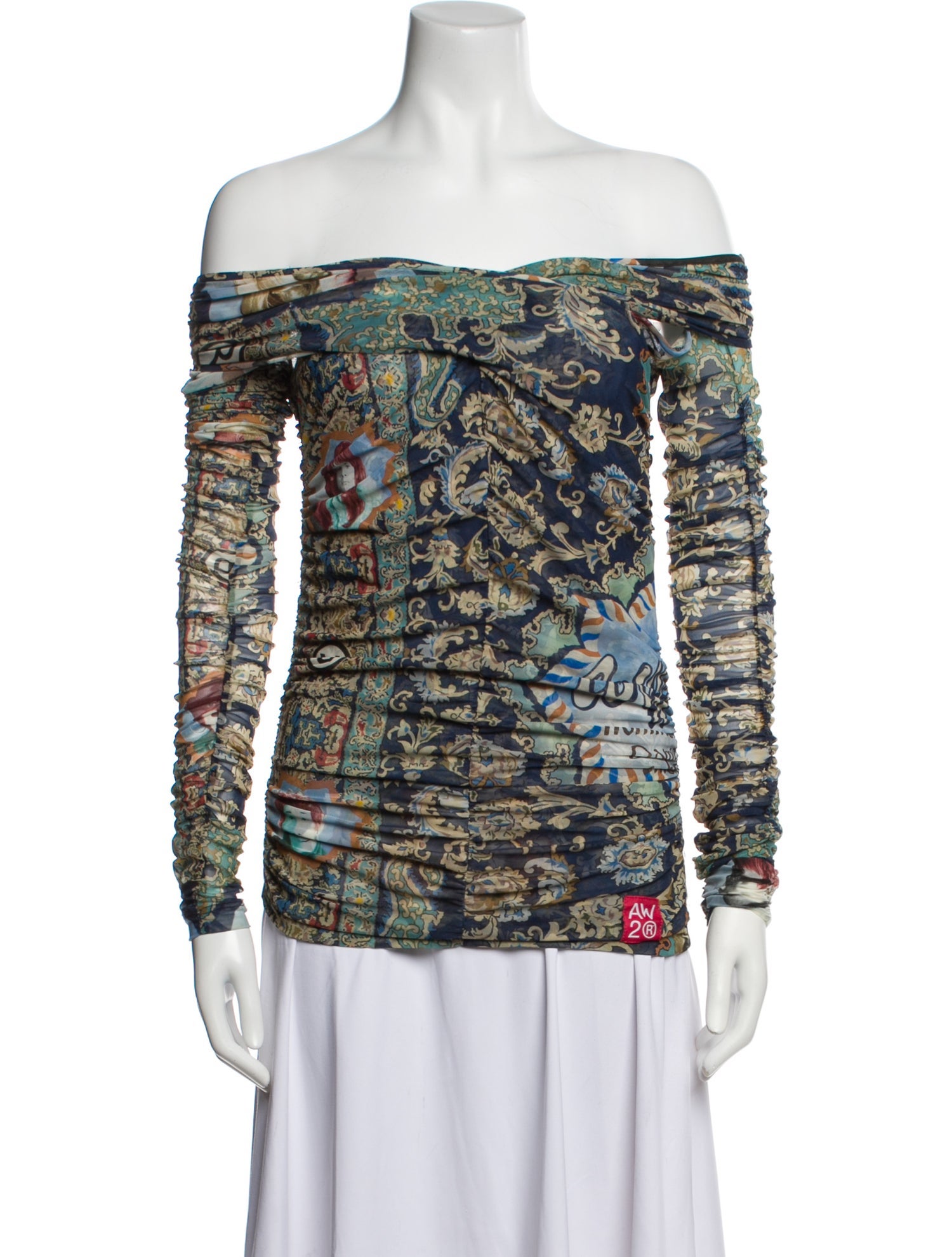 Martine Rose Printed Off-The-Shoulder Top