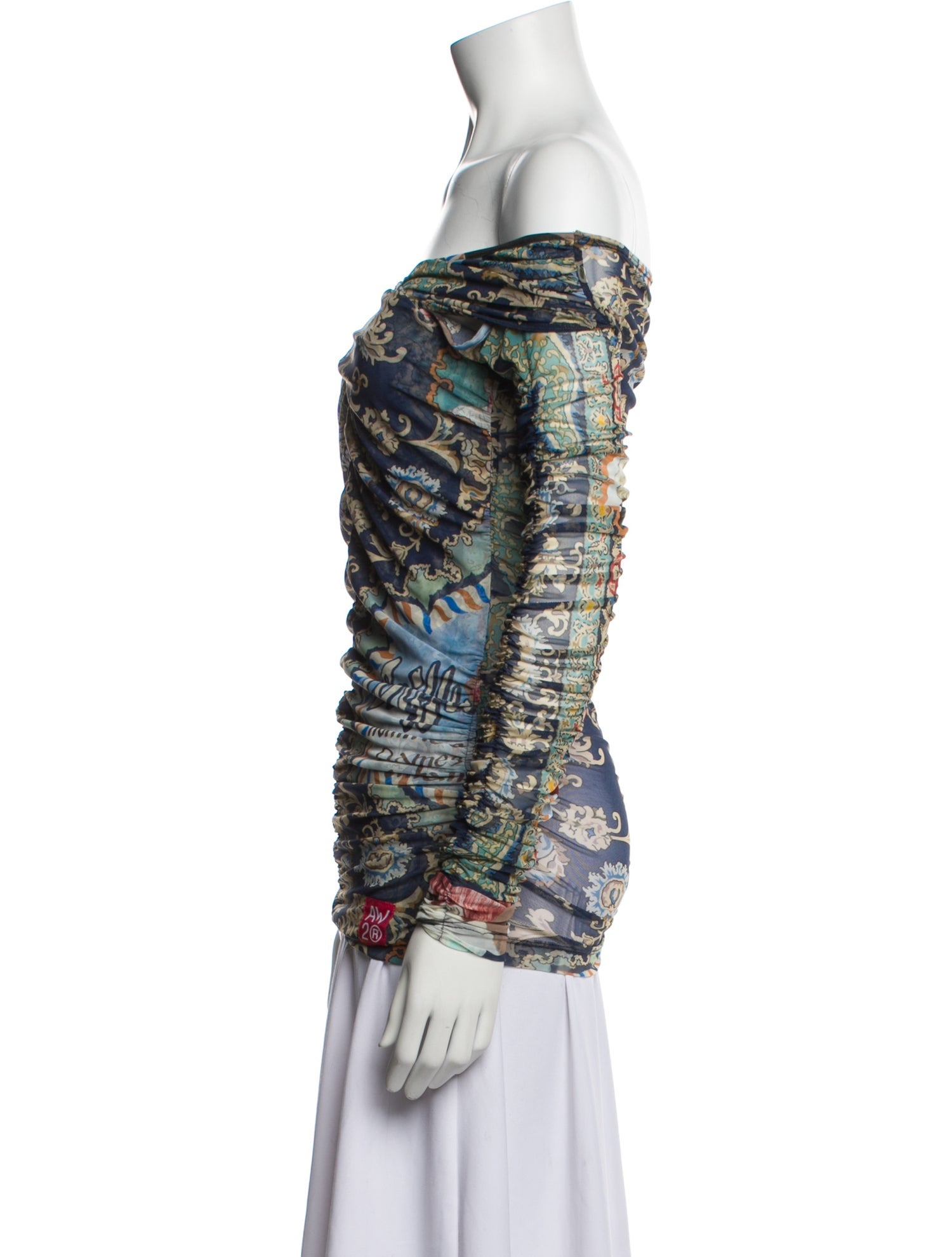 Martine Rose Printed Off-The-Shoulder Top