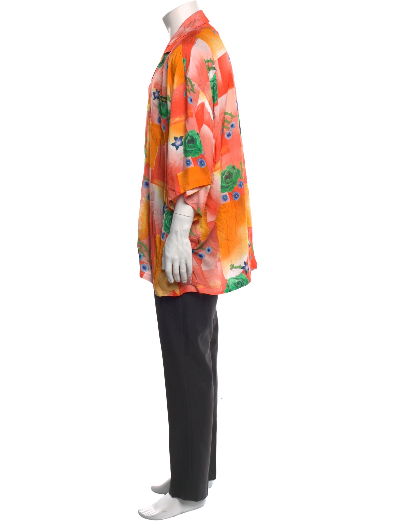 Martine Rose Floral Print Three-Quarter Sleeve Shirt w/ Tags