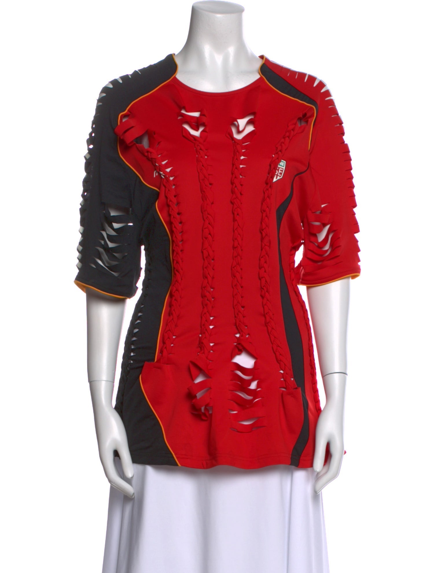 Martine Rose Colorblock Pattern Crew Neck Button-Up Top