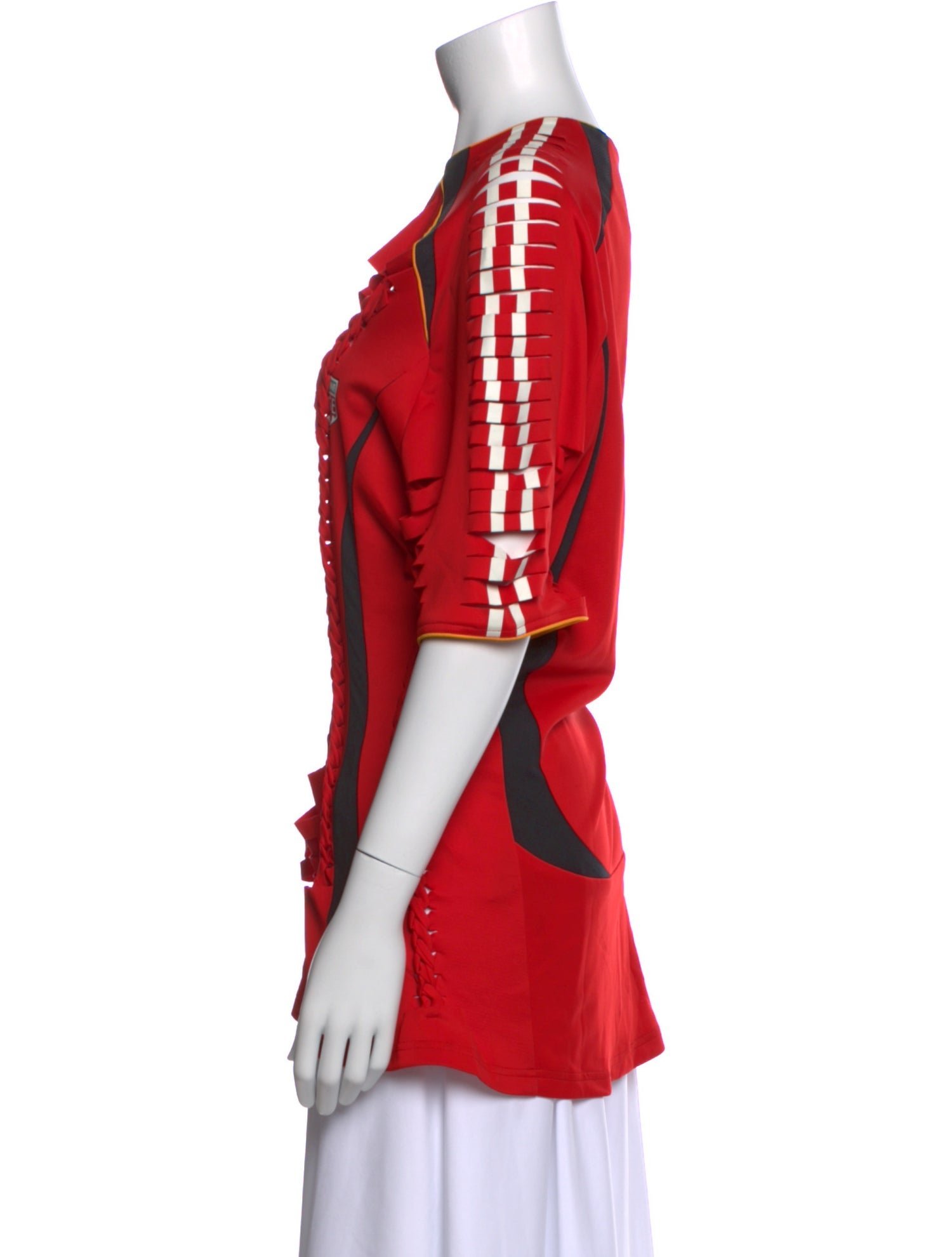 Martine Rose Colorblock Pattern Crew Neck Button-Up Top