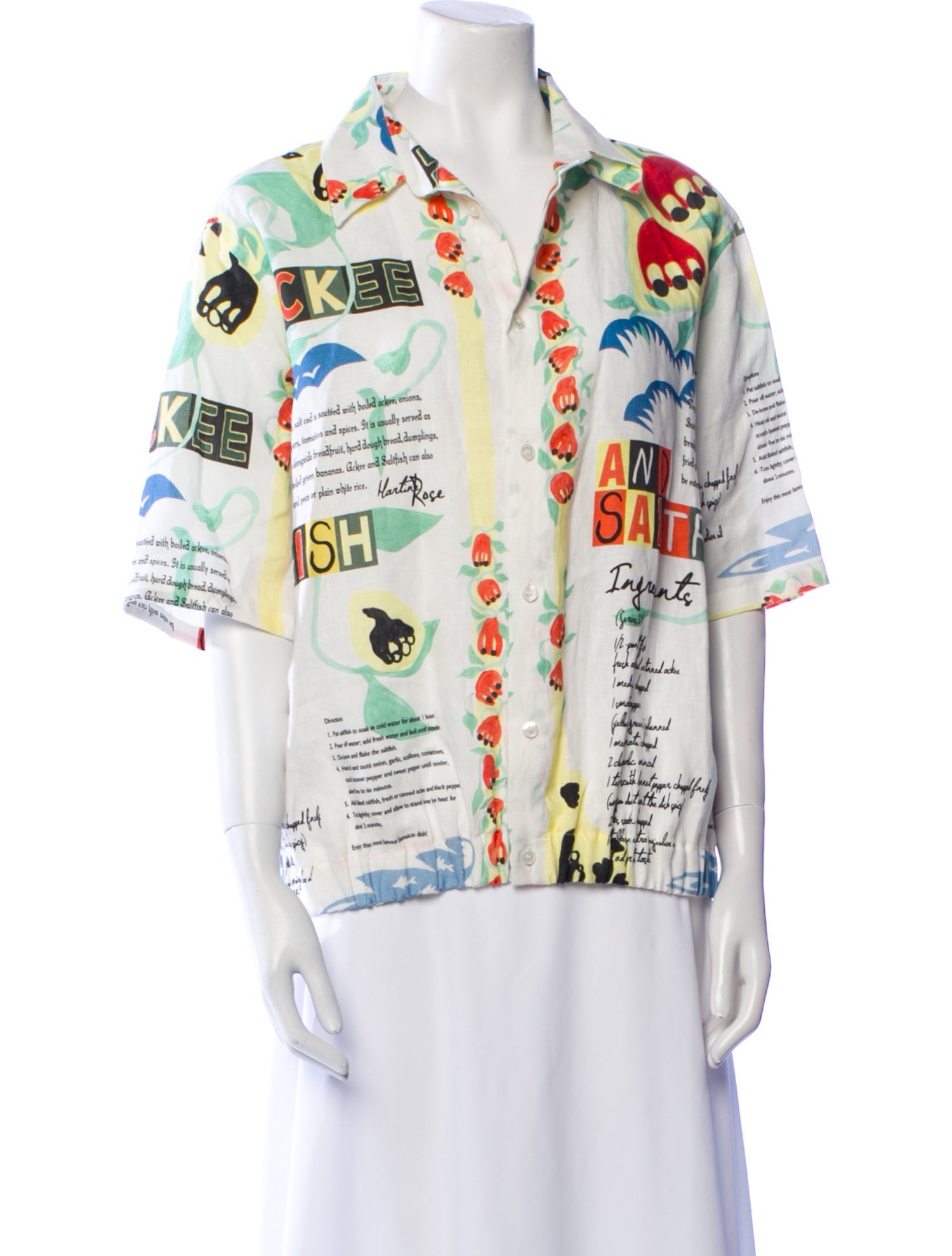 Martine Rose Linen Printed Button-Up Top