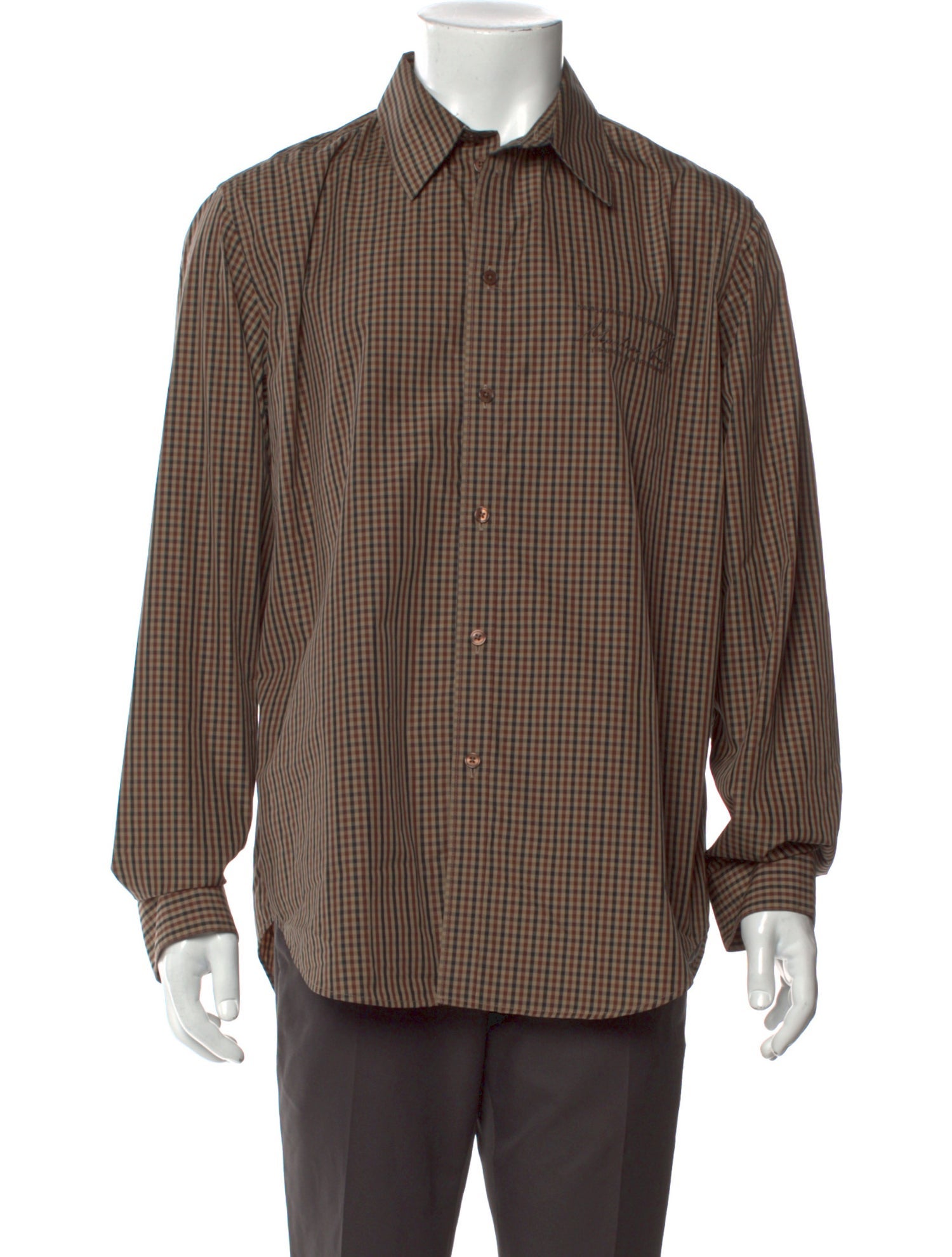 Martine Rose Plaid Print Long Sleeve Shirt