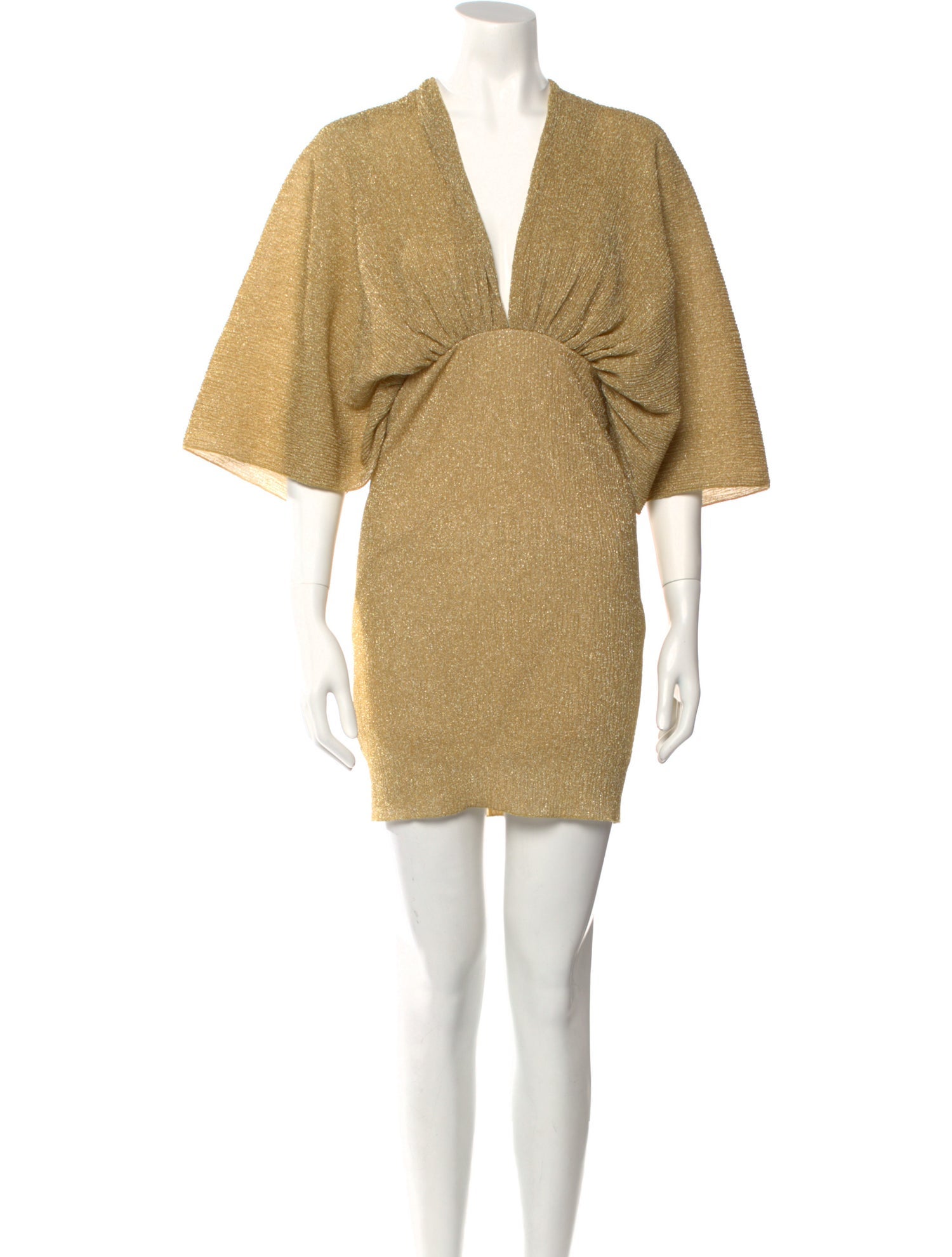 ROTATE Birger Christensen Plunge Neckline Mini Dress - Gold Dresses, Clothing - WROTA24482 | The RealReal ROTATE Birger Christensen Plunge Neckline Mini Dress - Gold Dresses, Clothing - WROTA24482 | The RealReal