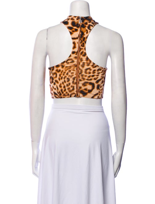 ROTATE Birger Christensen Animal Print Mock Neck Crop Top