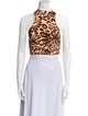 ROTATE Birger Christensen Animal Print Mock Neck Crop Top