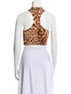 ROTATE Birger Christensen Animal Print Mock Neck Crop Top