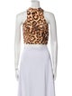 ROTATE Birger Christensen Animal Print Strapless Crop Top