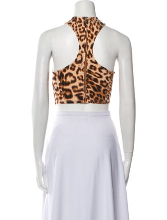 ROTATE Birger Christensen Animal Print Strapless Crop Top