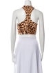 ROTATE Birger Christensen Animal Print Strapless Crop Top